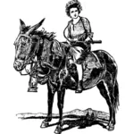 Mulher um cavalo com uma arma