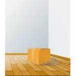 Cardboard box on a wooden floor vector illustration