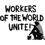 Werknemers van de wereld verenigen label vector tekening