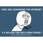 Vektoripiirros SOPA:n vastaisesta lakkojulisteesta