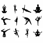 Silhuetas das posições da ioga