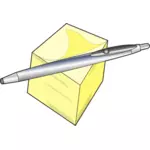Desenho vetorial de caneta e bloco de notas
