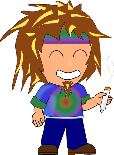 Vector image of hippie kid with a joint