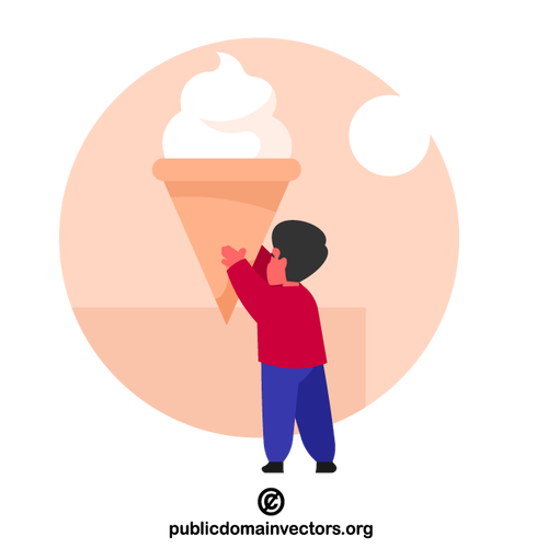 Boy holding a huge ice cream