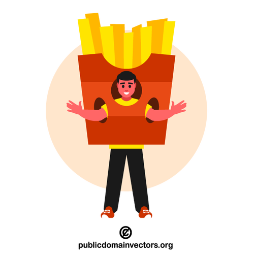Man wearing French fries costume