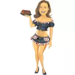 Color vector image of waitress