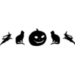 Image vectorielle du silhouette Halloween sorcière et chat