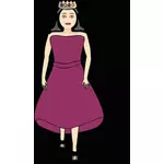Rainha em imagem vetorial de vestido roxo real