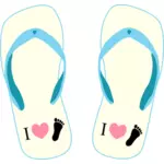 Tongs avec « I Love pied » image vectorielle symbole