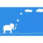 Vektori clipart elefantin puhaltavat pilvet
