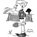 Теннисный игрок комиксов векторное изображение