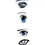 Manga के सेट आँखें वेक्टर चित्रण
