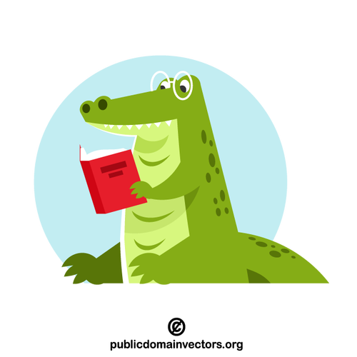Crocodile reads a book