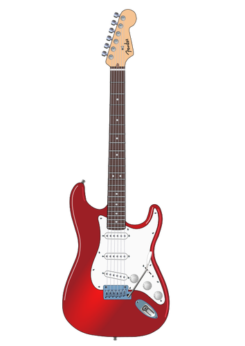 Red electric rock guitar vector clip art