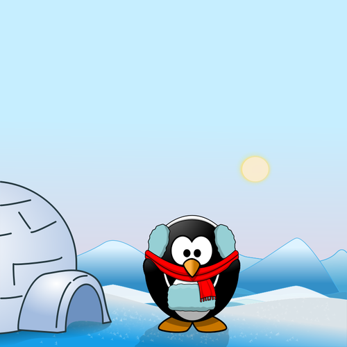 Eskimo pingwina w zimowe ubrania wektor clipart