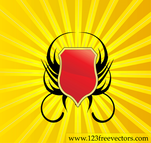 Bouclier rouge sur fond jaune