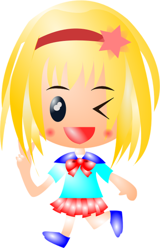 Vector images clipart de la jeune fille aux longs cheveux blonds