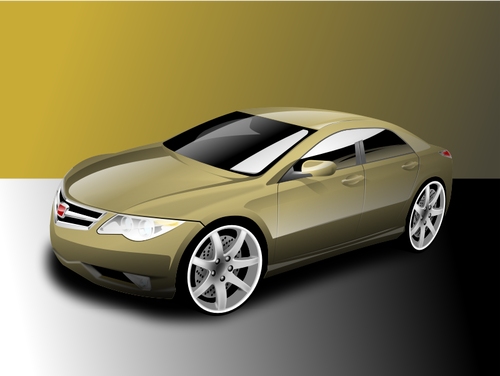 Güçlü sedan altın renkli araba vektör çizim