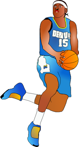 Afro-American basketball player about to score vector image