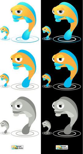 Dessin animé poisson caractères vector clipart