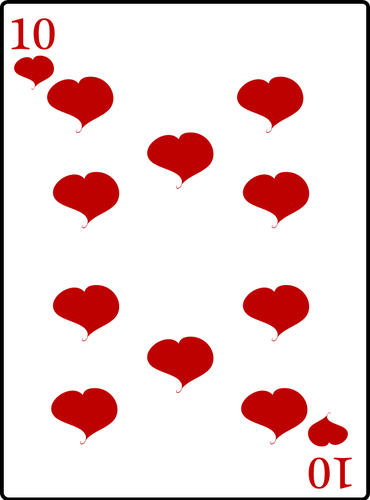 Deset z srdce hrací karty Vektor Klipart