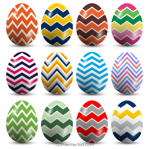 Chevron desenli renkli Paskalya yumurtaları