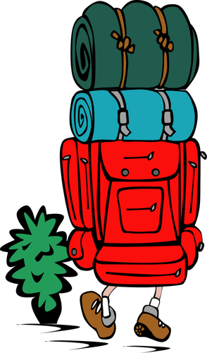 Vector illustration of a backpacker in color