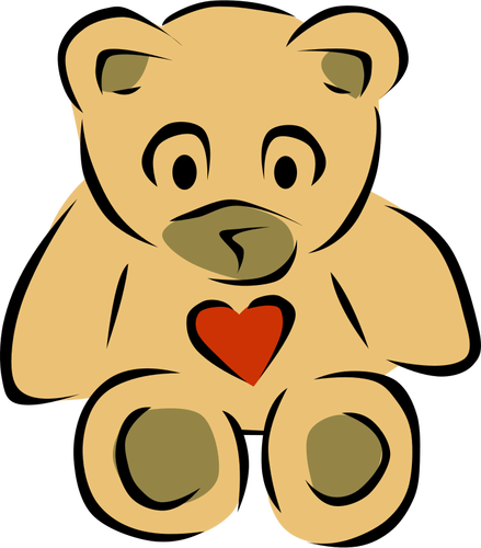 टेडी भालू दिल वेक्टर छवि के साथ