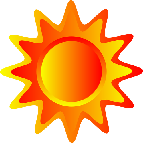 Red, orange and yellow Sun vector drawing