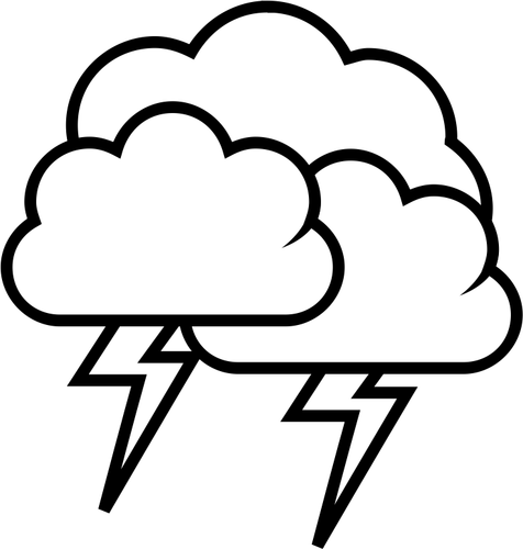 رمز التنبؤ بالطقس بالأبيض والأسود لرسومات ناقلات الرعد