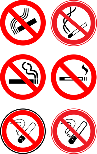 Vector illustrartion of selection  of ""no smoking"" signs