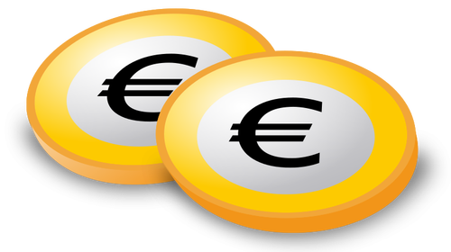 صورة متجهة من القطع النقدية مع شعار اليورو