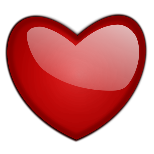 赤い光沢のある心臓ベクトル画像