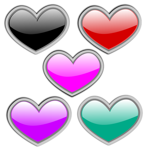 Color glass hearts vector image