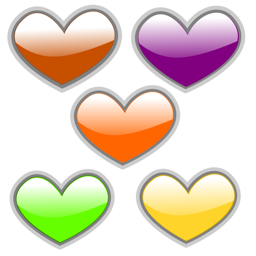 Color glossy hearts vector image