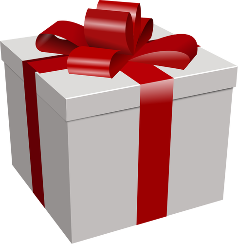 Vector image of white gift box with red ribbon