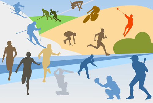 Deportes disciplinas siluetas collage vector clip art