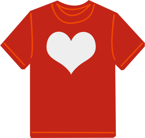 T-shirt rossa con immagine vettoriale cuore