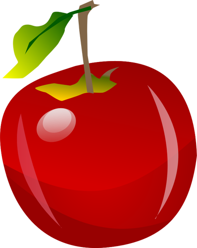 Vektor illustration av glänsande rött äpple med spets