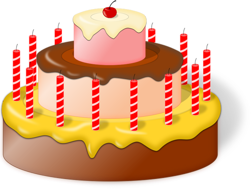 Imagem do bolo de aniversário com a cereja no topo