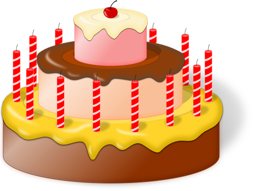 Image of birthday cake with cherry on top