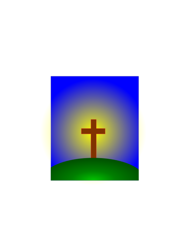 Cross on hill in distance vector image