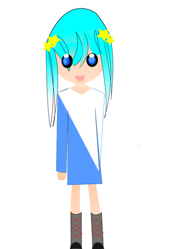 Girl with blue hair