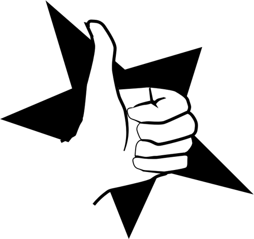 Vector illustration of thumb-up over a star