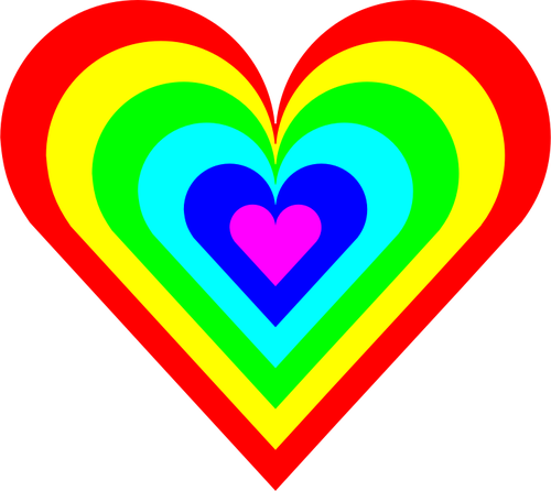 Sex färgade hjärta vektor illustration