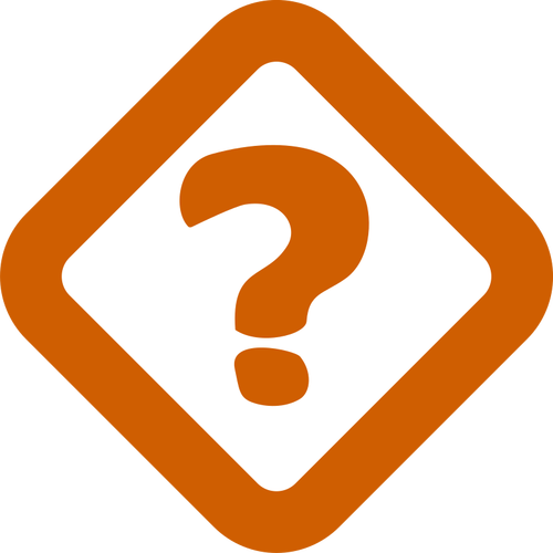 Vector afbeelding van Oranje vraagteken teken in een gedraaide vierkant