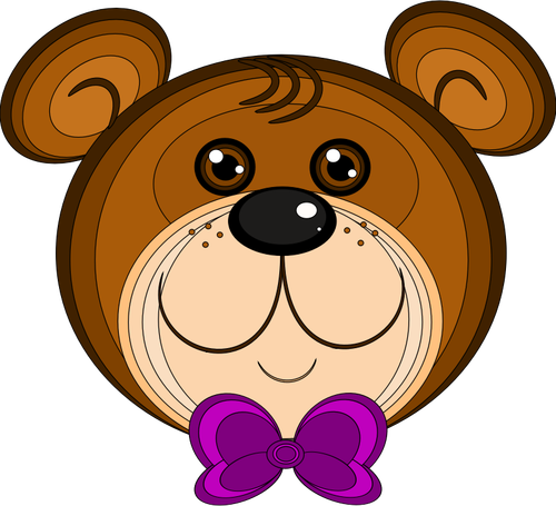Ilustração em vetor de urso de pelúcia com laço roxo