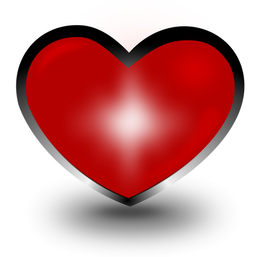 Hjärta med svart kontur vektor illustration