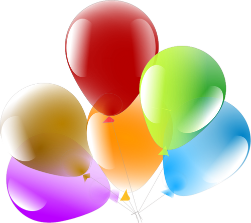 Vector illustration of six decorated party balloons