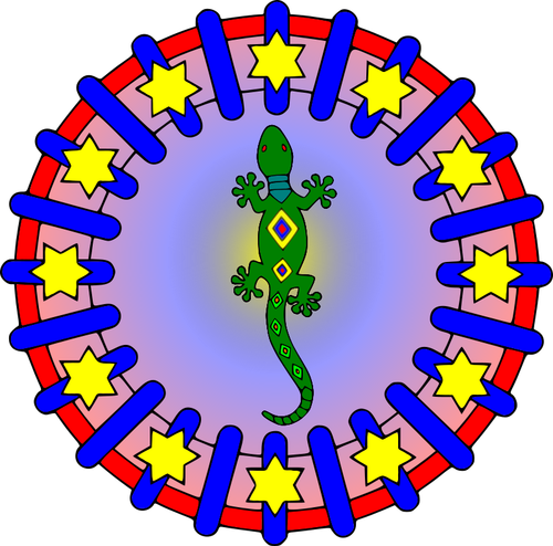 Leguaan in een mandala vector illustraties